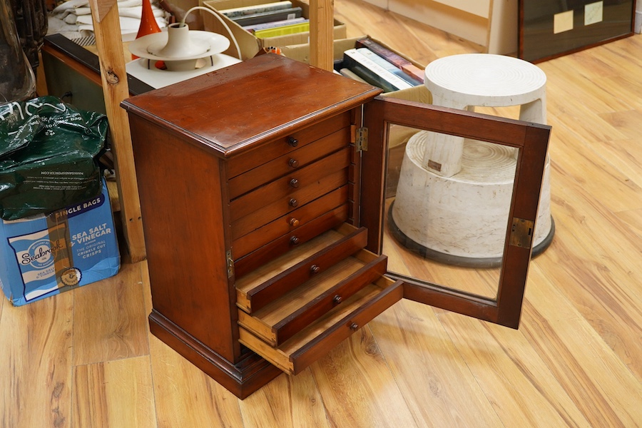 A late Victorian mahogany ten-drawer collectors cabinet, 54cm high. Condition - fair/good